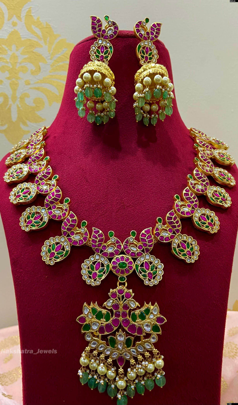 Jadau Kundan Stones Bridal Necklace - Nakshatra Jewels