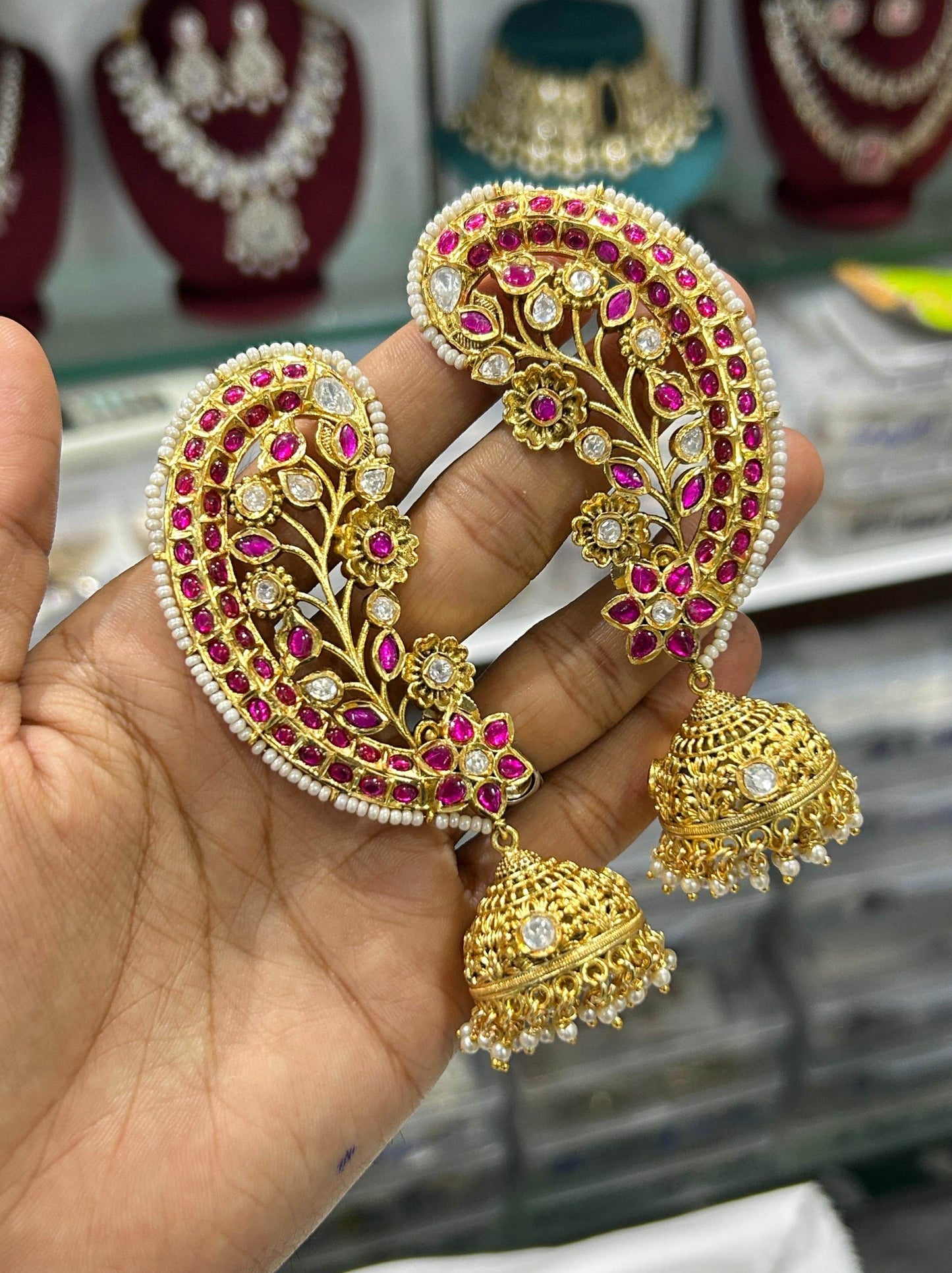 Kempu Stones Bridal Earcuffs