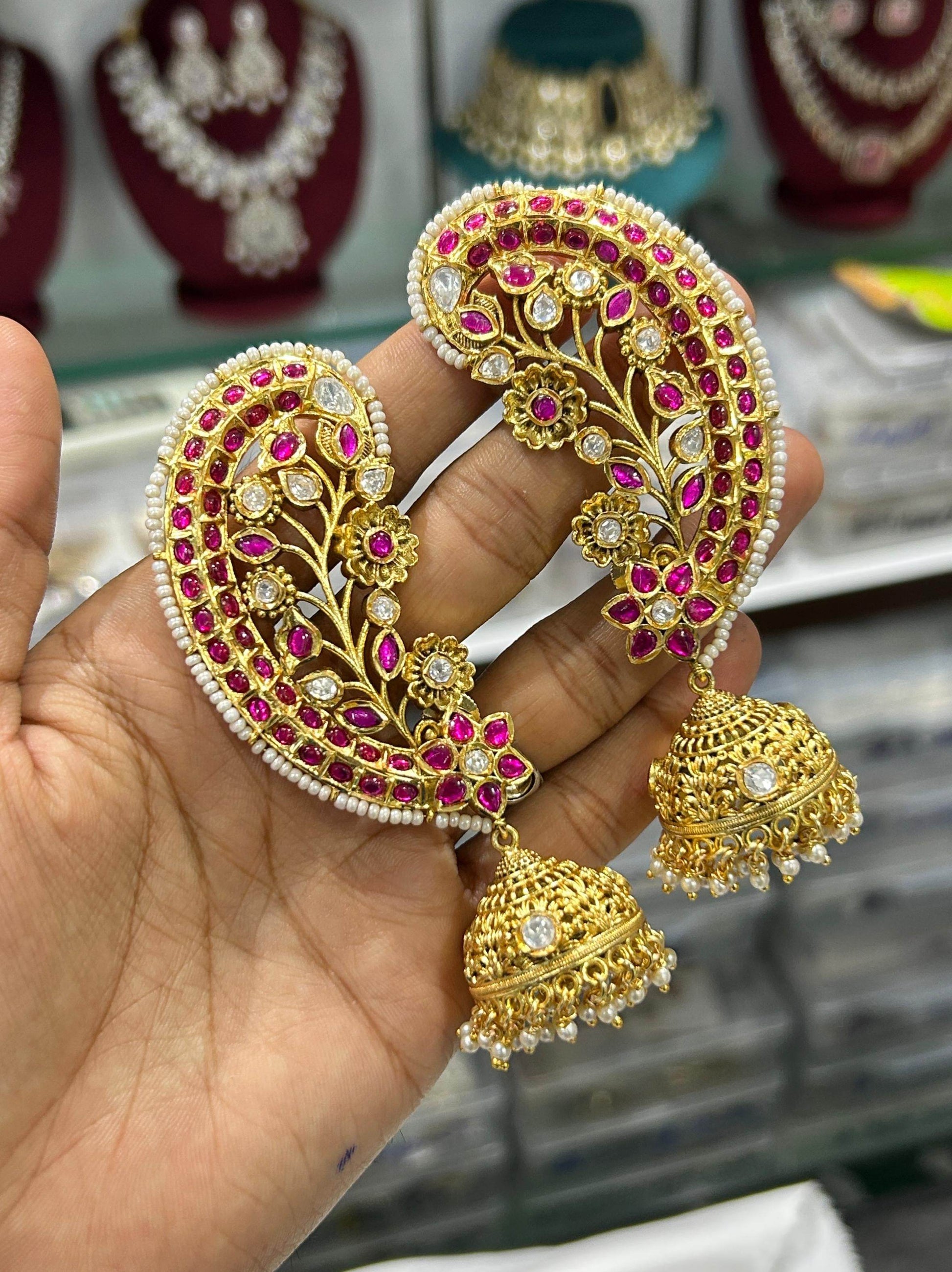 Kempu Stones Bridal Earcuffs