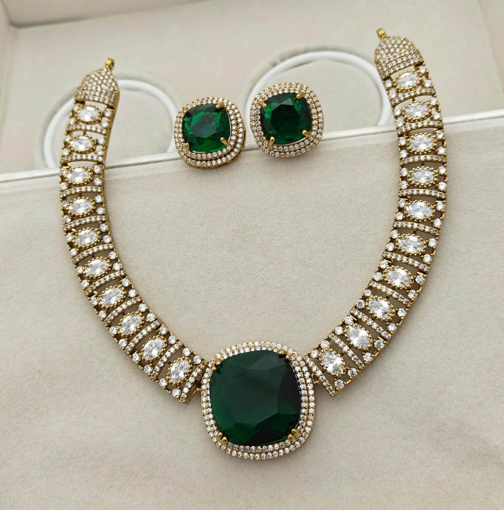 Victorian Polish with AD Stones Necklace - Nakshatra Jewels