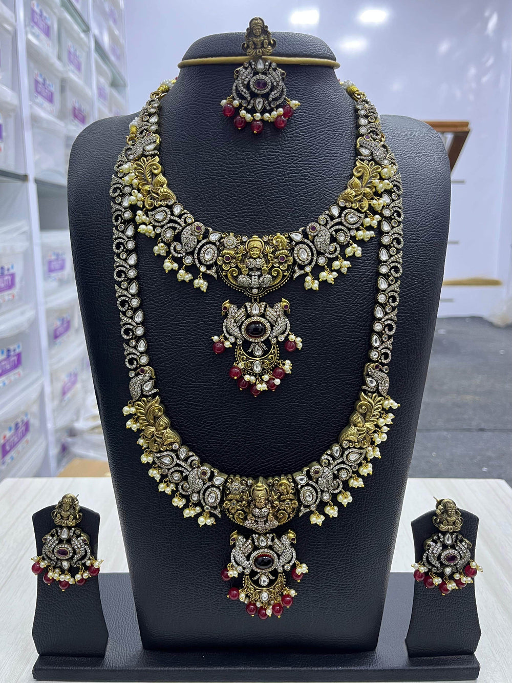 Victorian Polish with AD Stones and Nakshi work Combo Set - Nakshatra Jewels