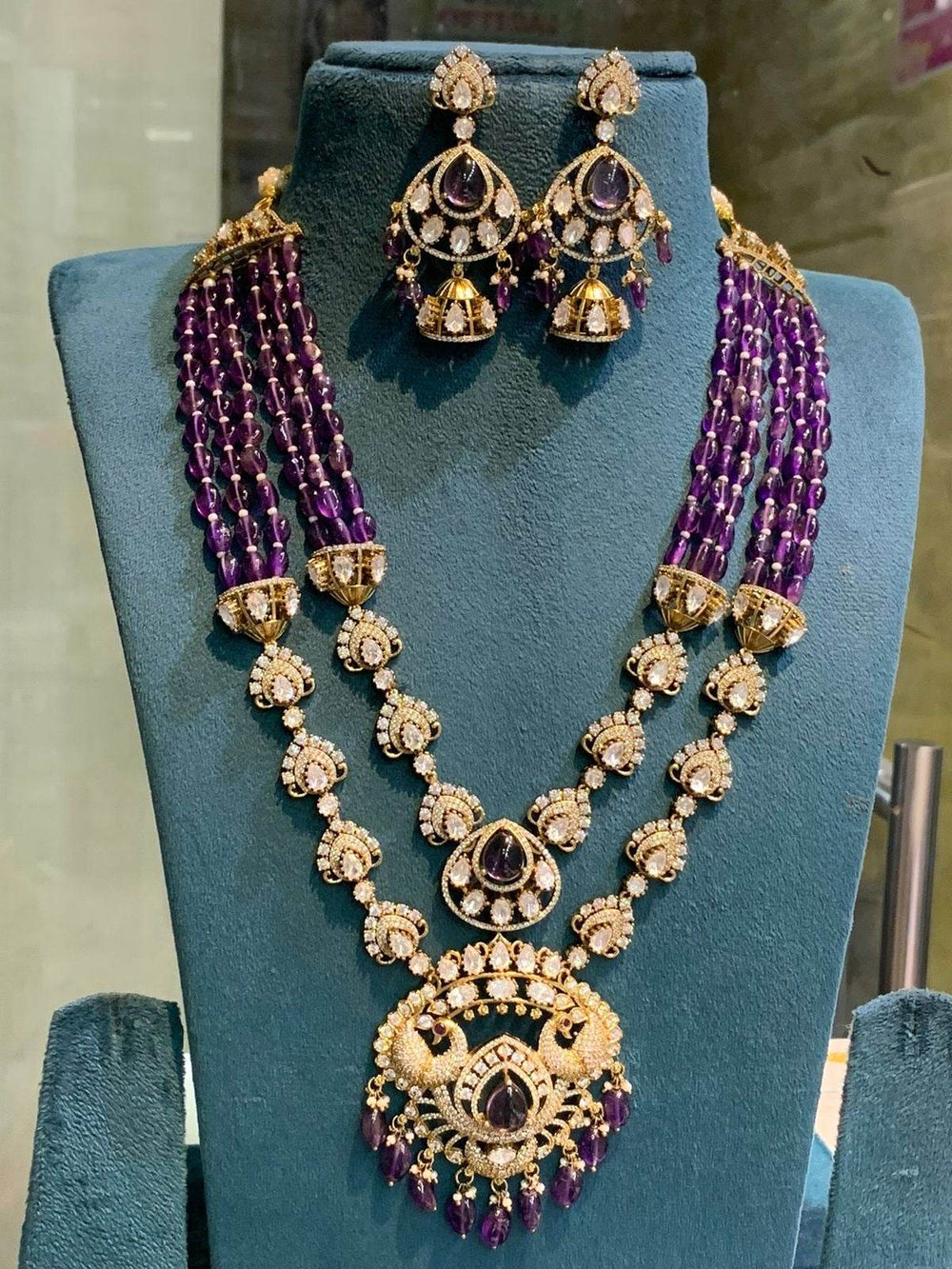 Moissanite & AD Stones Bridal Beads Haram - Nakshatra Jewels