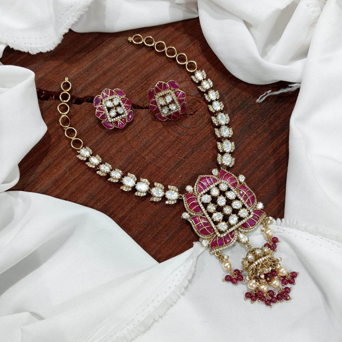 Mossanite Stones Bridal Necklace