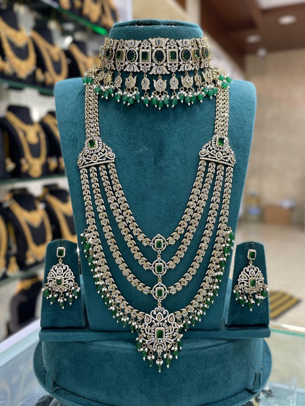 Victorian Polish with AD stones Bridal Set