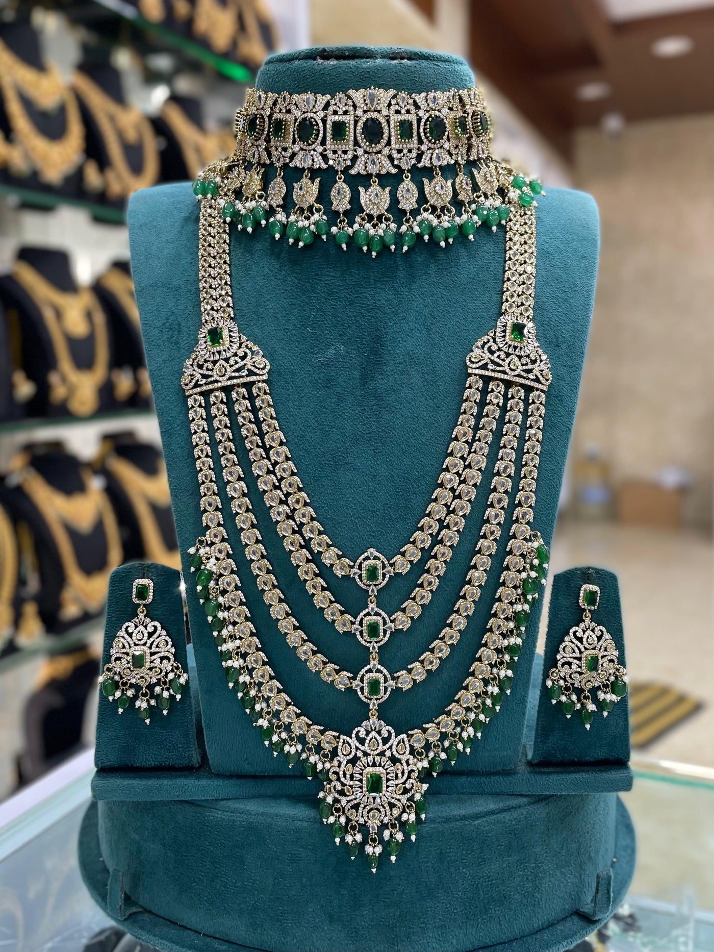 Victorian Polish with AD stones Bridal Set
