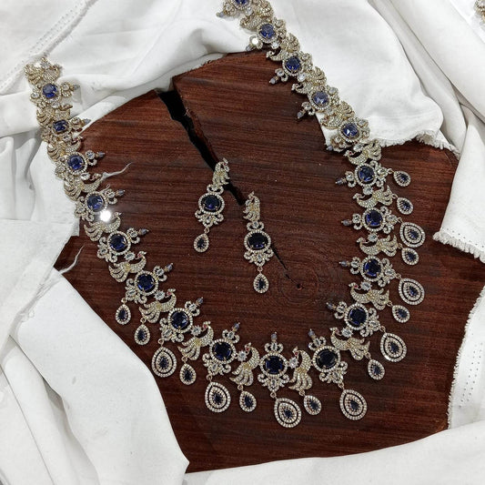 Victorian Polish with AD Stones Haram - Nakshatra Jewels