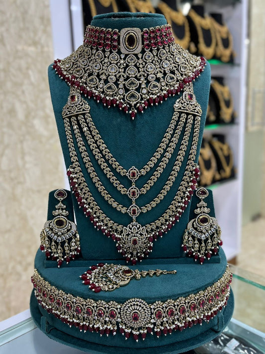 Victorian Polish with AD stones Bridal Set