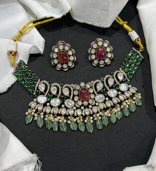 Moissanite Stones Bridal Necklace - Nakshatra Jewels