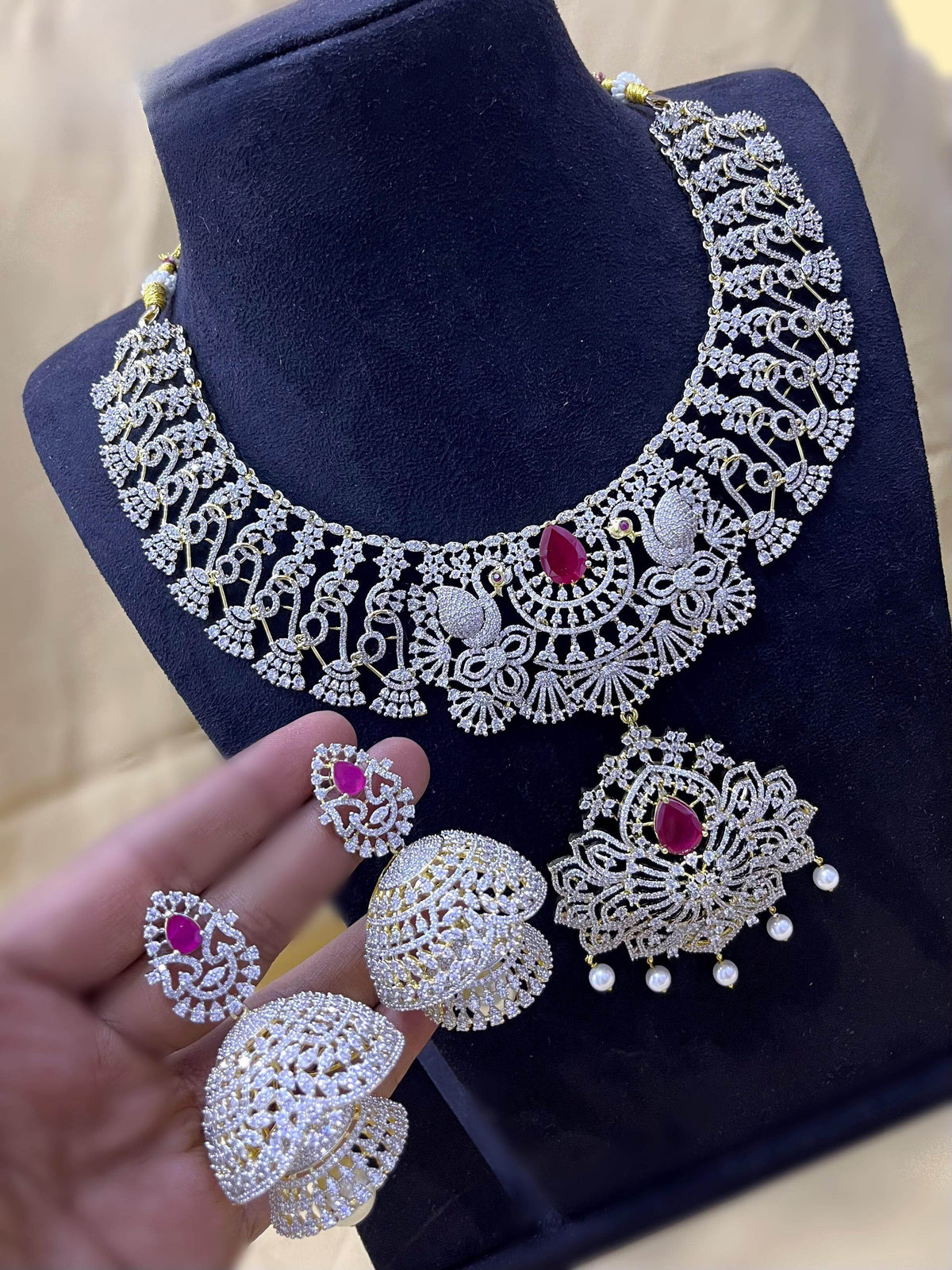 American Diamond Stone Bridal Necklace