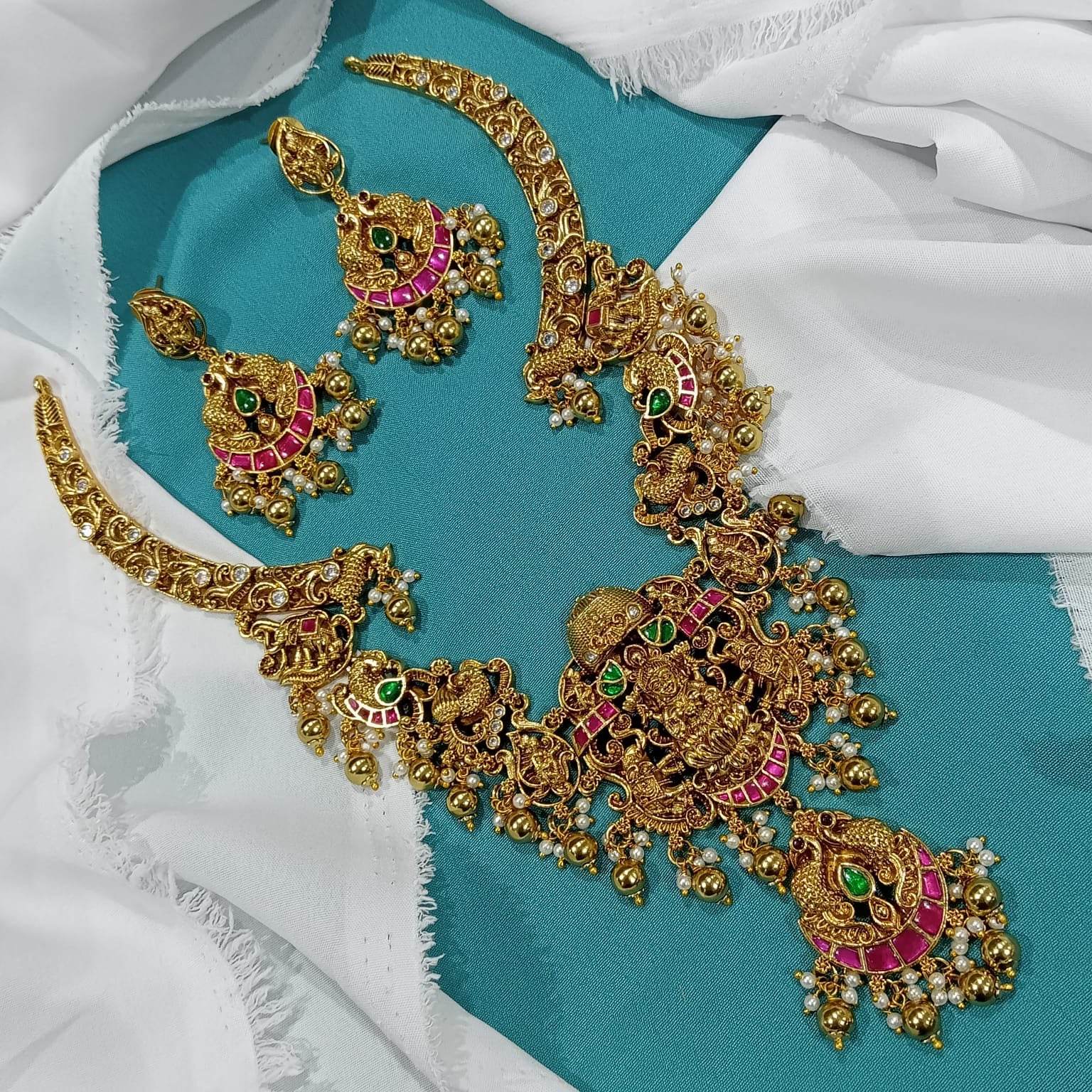 Nagasi work with jadua Kundan Stones Haram - Nakshatra Jewels