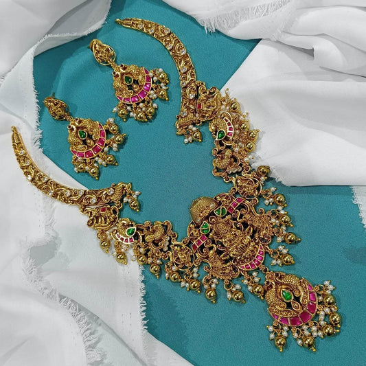 Nagasi work with jadua Kundan Stones Haram - Nakshatra Jewels