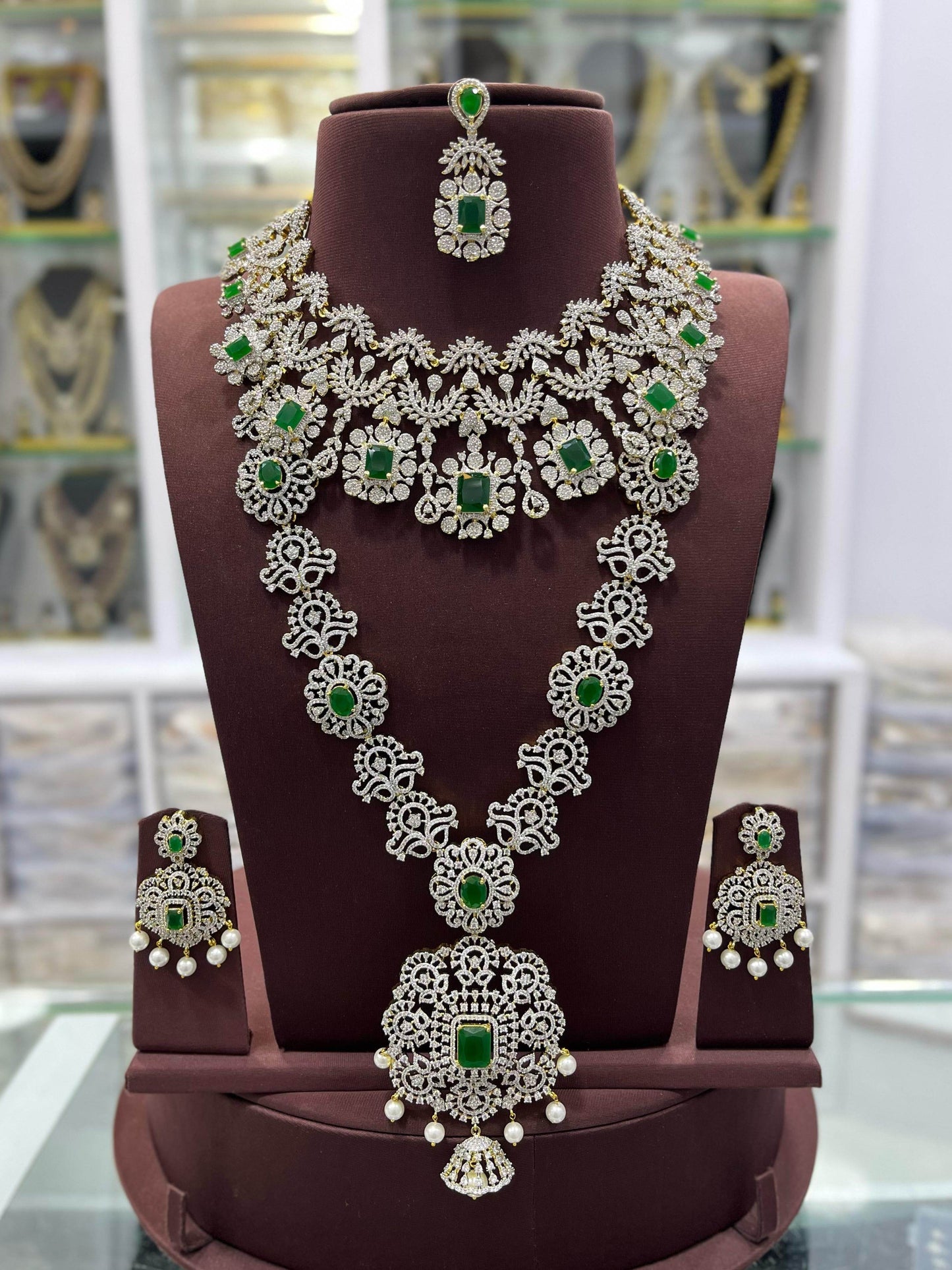 American Diamond Stones Bridal Combo Set - Nakshatra Jewels