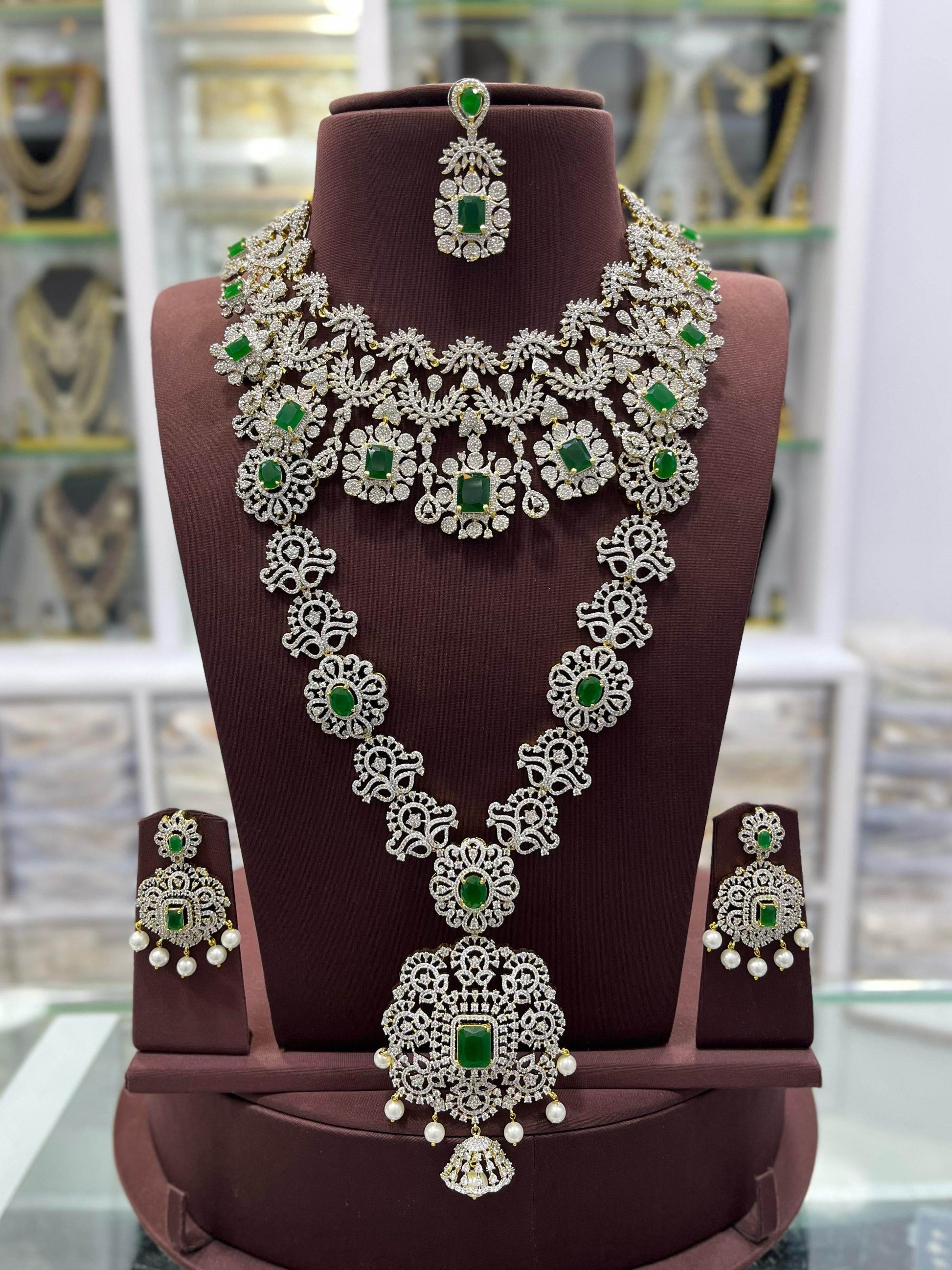 American Diamond Stones Bridal Combo Set - Nakshatra Jewels