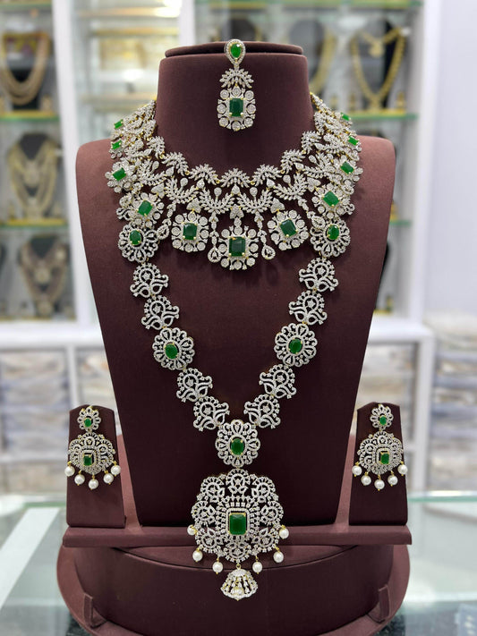 American Diamond Stones Bridal Combo Set - Nakshatra Jewels