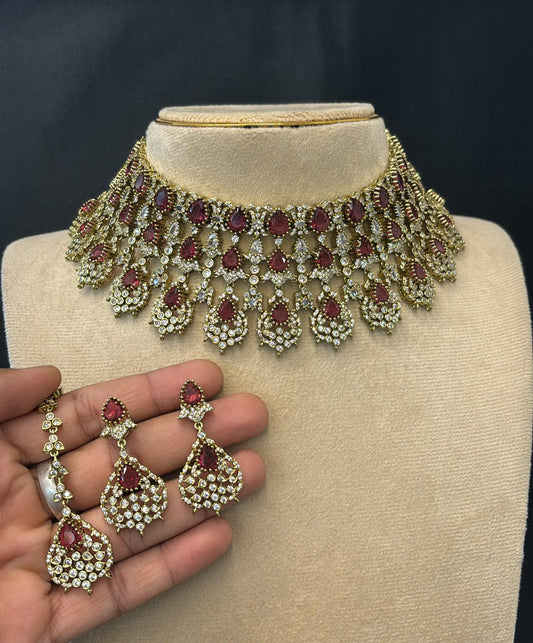 Victorian Polish AD Stones Bridal Choker