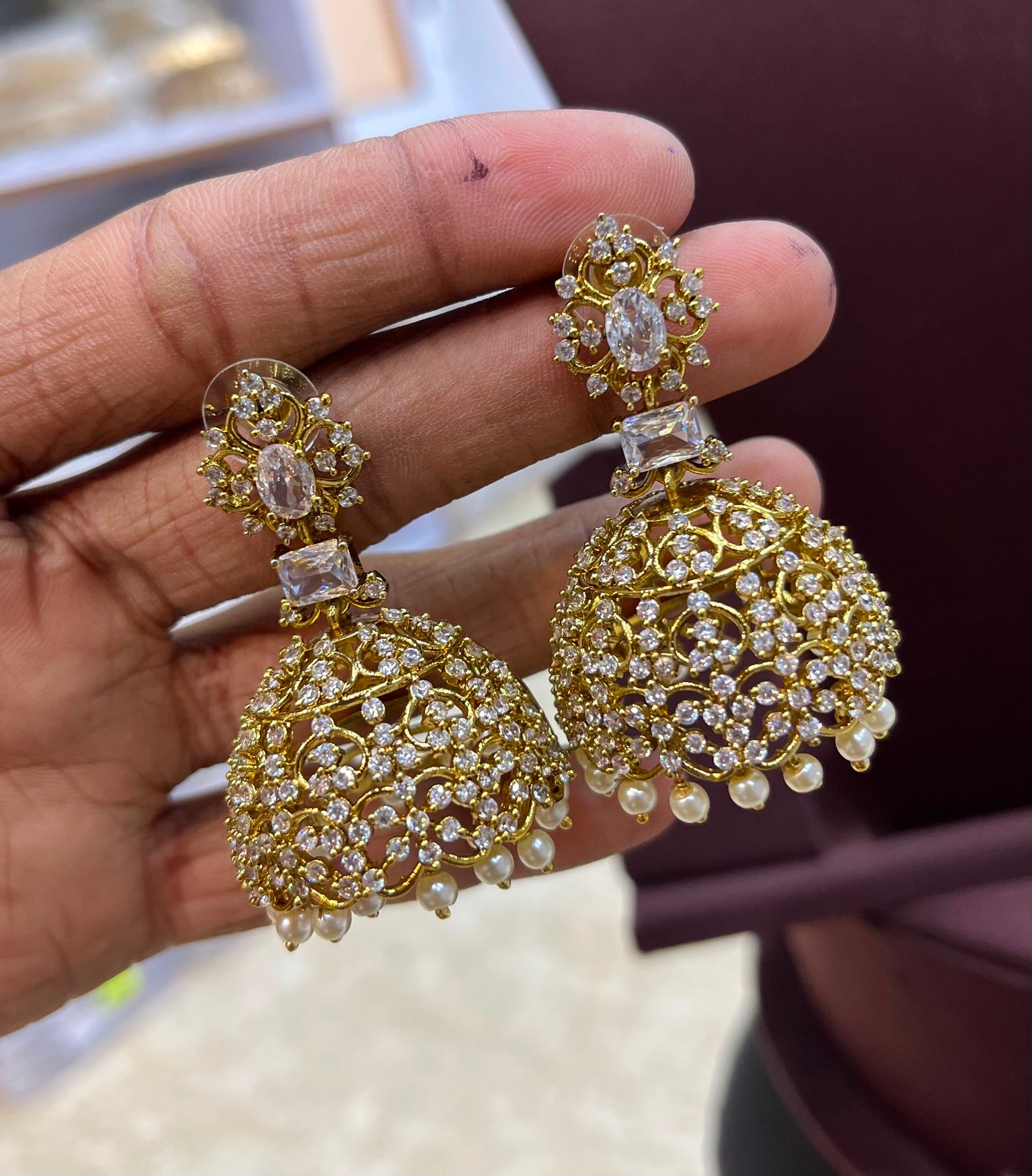 Victorian Polish AD Stone Earrings