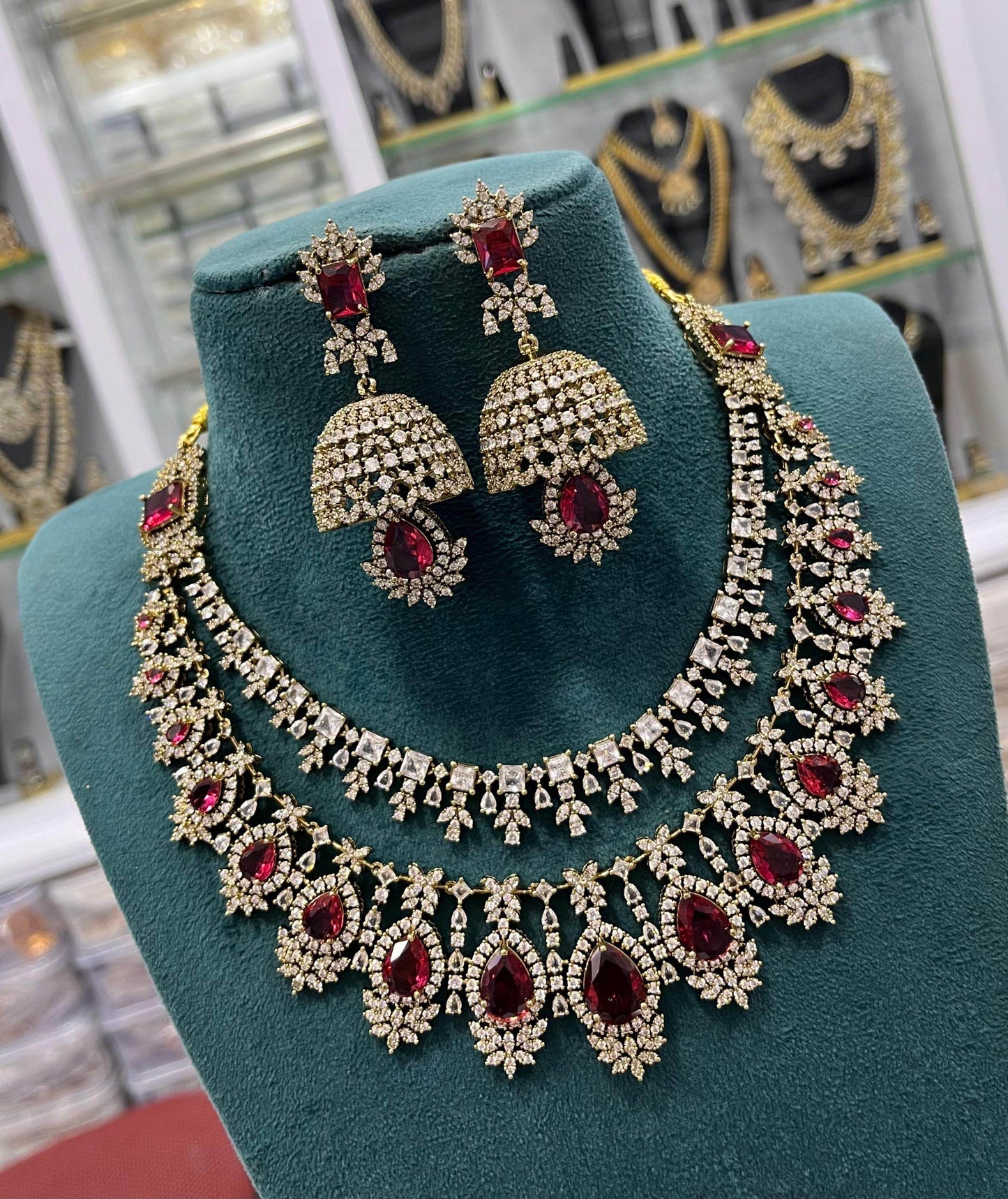 Victorian Polish with AD Stones Necklace - Nakshatra Jewels