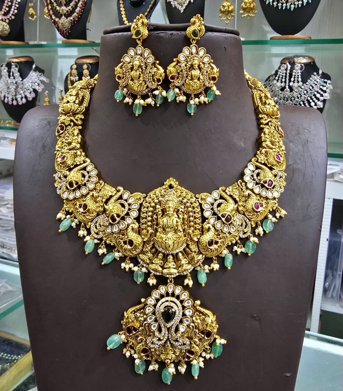 Nakshi Work with AD Stones Bridal Necklace