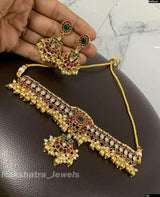 Premium Matt with Kempu Stones Choker - Nakshatra Jewels
