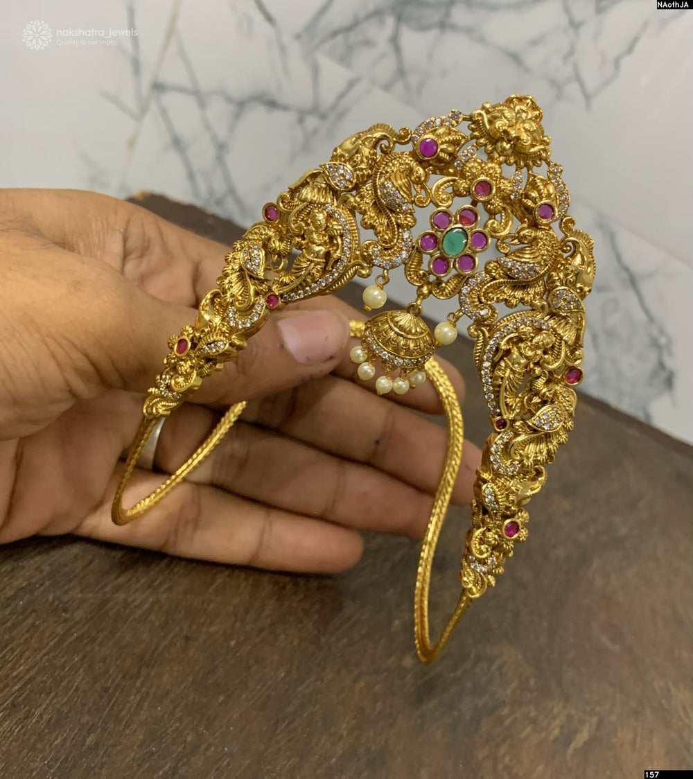 Nakshi Work with Kempu Stones Bridal Vanki