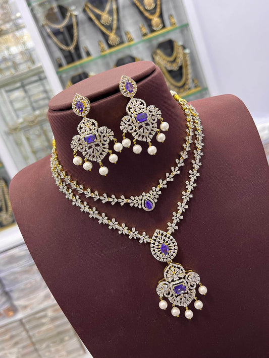 AD Stones Double Layer Necklace - Nakshatra Jewels