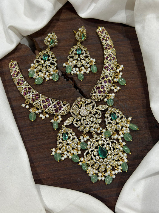 Victorian Polish with AD Stone Bridal Necklace