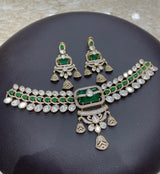 Victorian Polish AD and Mossianite Stones Bridal Neck Set