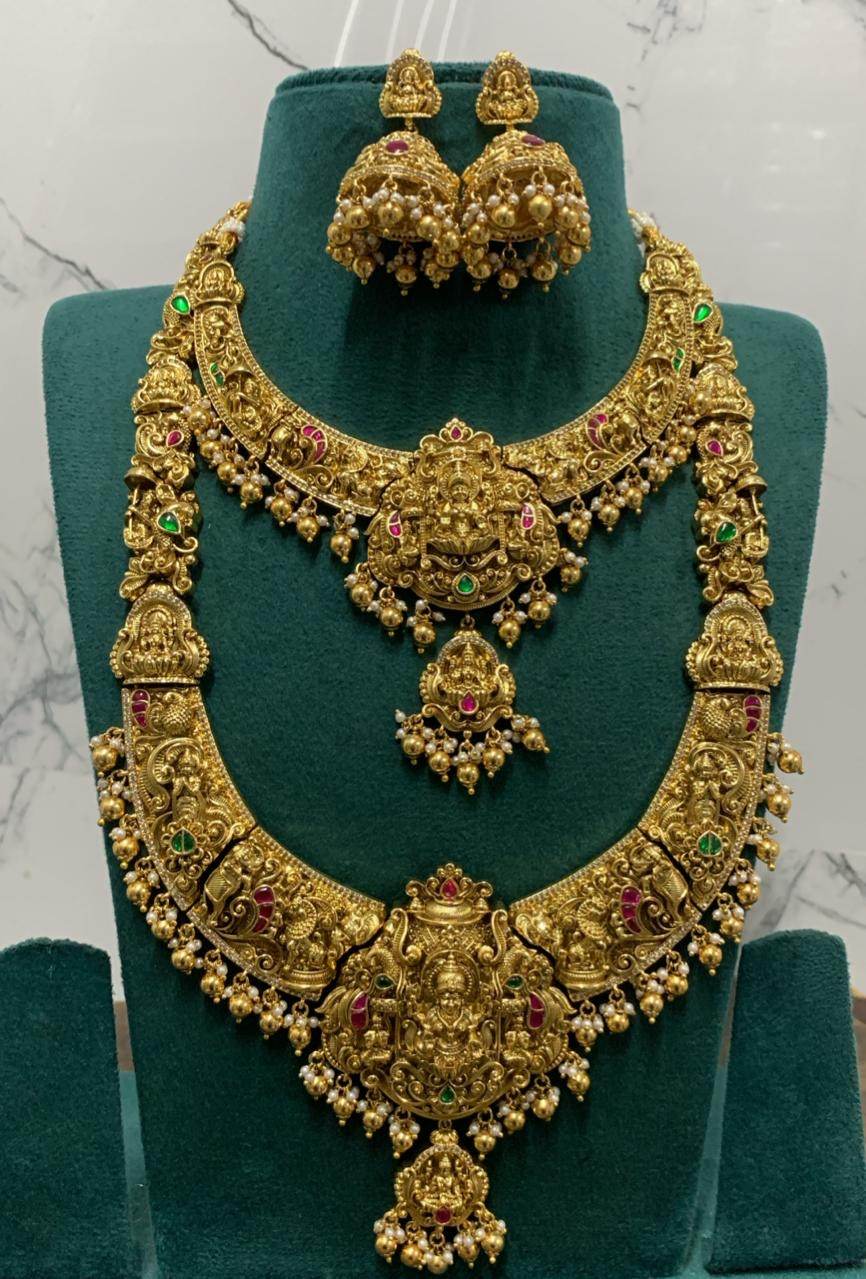 Nakshi Work with Kempu Stones Bridal Combo