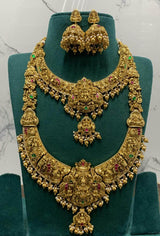 Nakshi Work with Kempu Stones Bridal Combo - Nakshatra Jewels