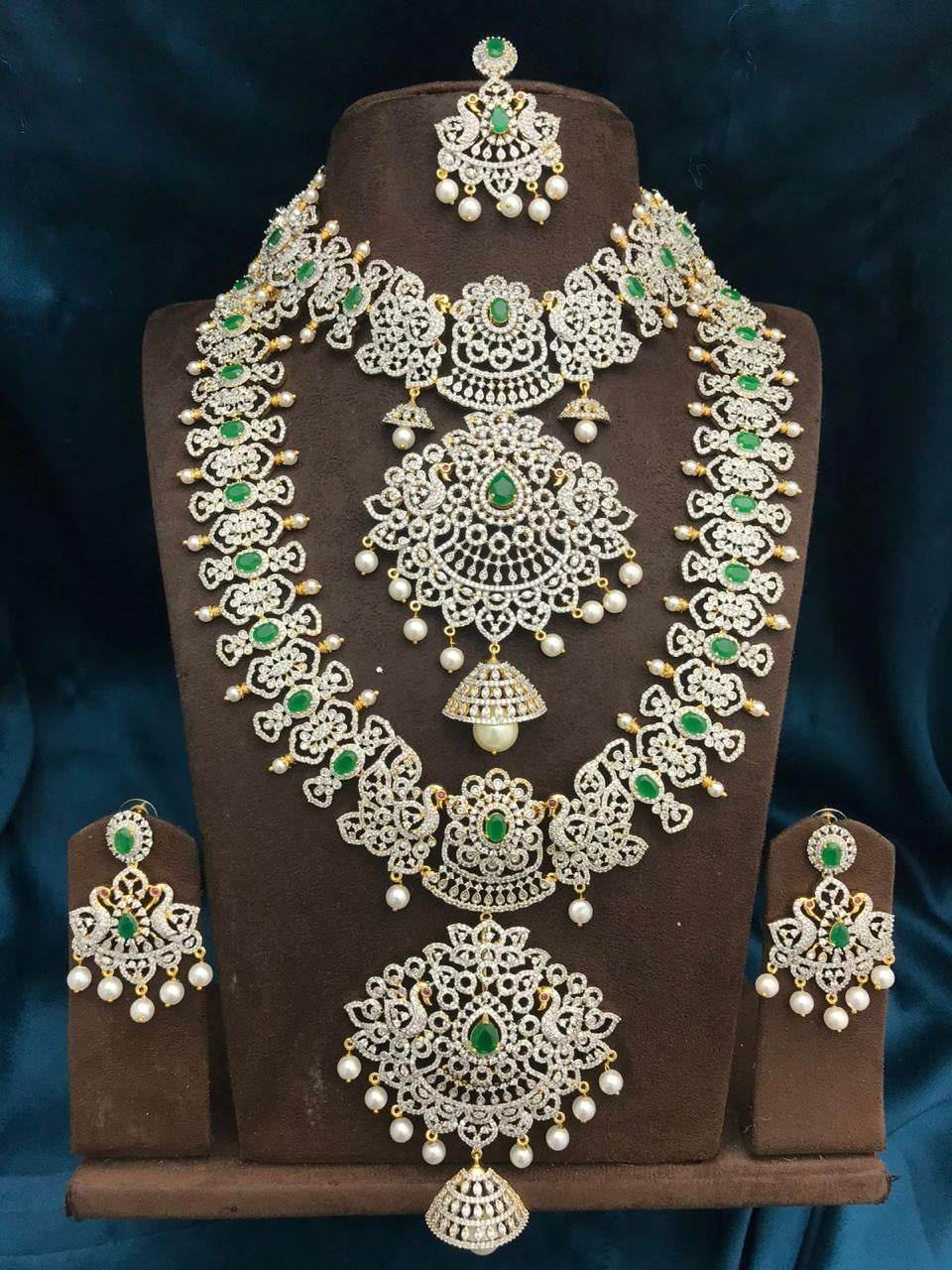 American Diamond Stones Bridal Combo Set - Nakshatra Jewels