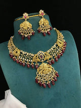 Nakshi work with AD Stones Necklace - Nakshatra Jewels
