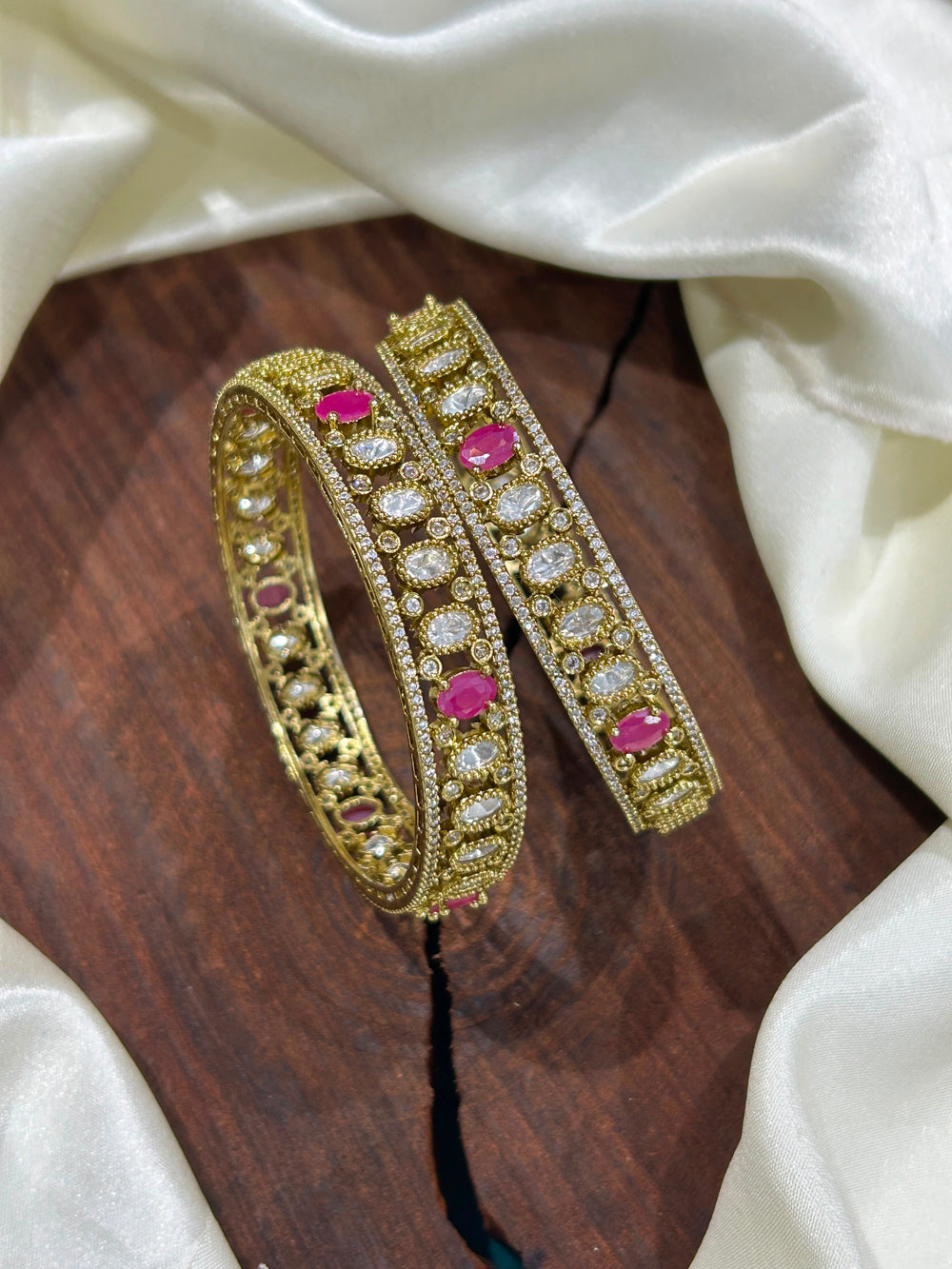 Victorian Polish AD & Mossianite Stone Bangles