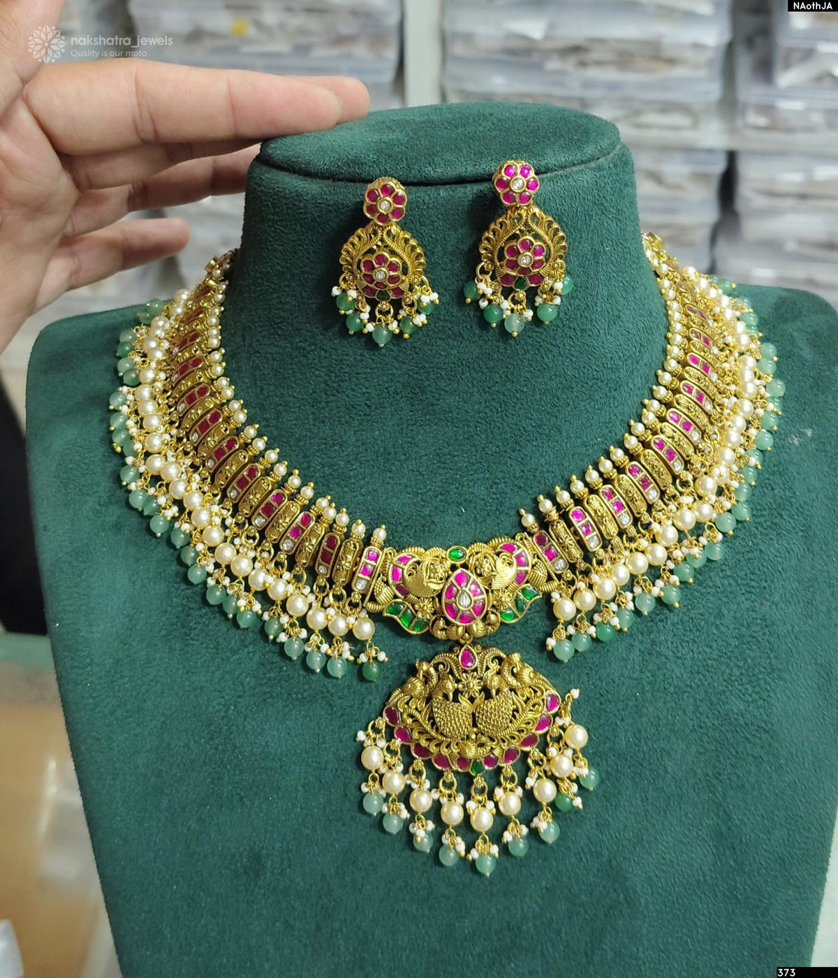 Nakshi Work with Kundan Stones Necklace