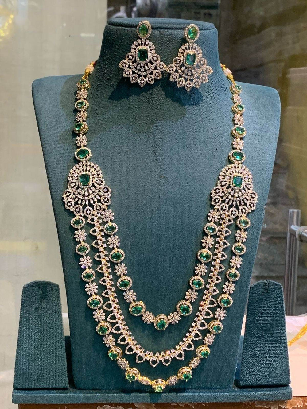 American Diamond Stones Bridal Layer Haram - Nakshatra Jewels