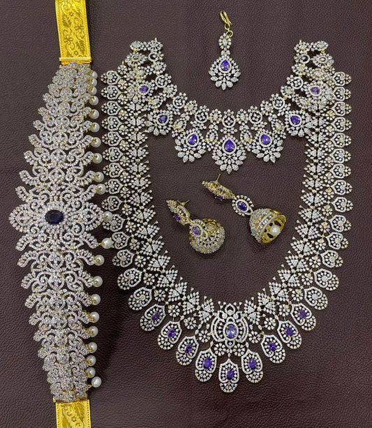 American Diamond Stones Bridal Combo set - Nakshatra Jewels