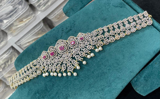 American Diamond Stones Bridal Hip Chain - Nakshatra Jewels