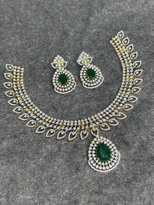 American Diamond Stones Bridal Neck set - Nakshatra Jewels