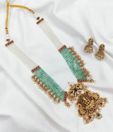 Nagasi work with Kempu Stones Pendent Beads Haram - Nakshatra Jewels