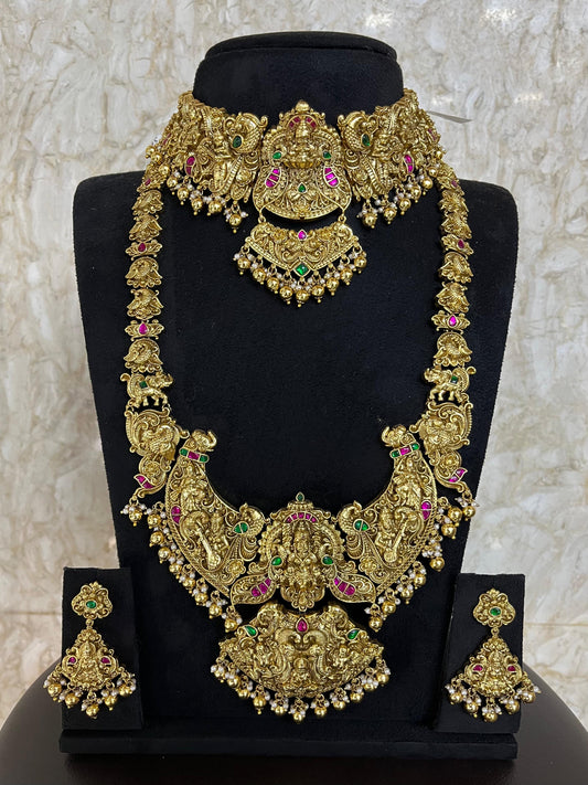 Nakshi Work with Kempu and AD Stones Bridal Combo Set