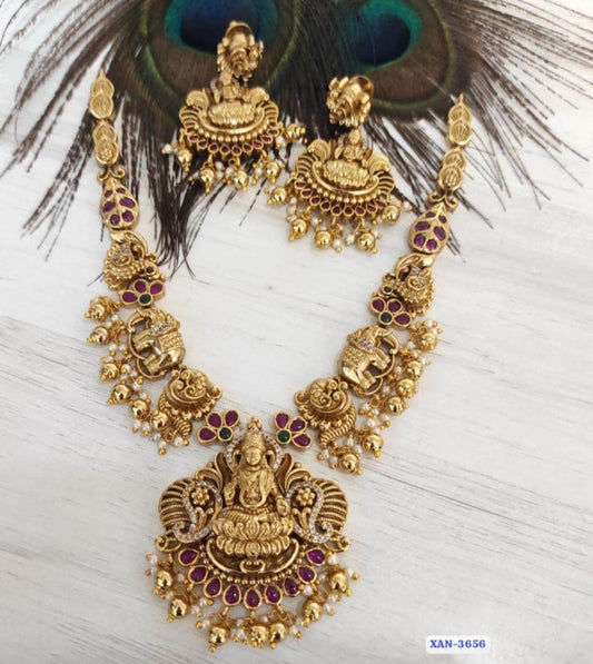 Nakshi Work with AD Stones Haram - Nakshatra Jewels