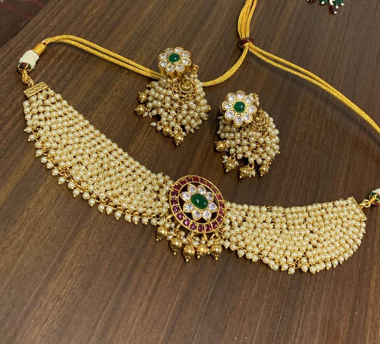Premium Matt with Kempu Stones Choker - Nakshatra Jewels