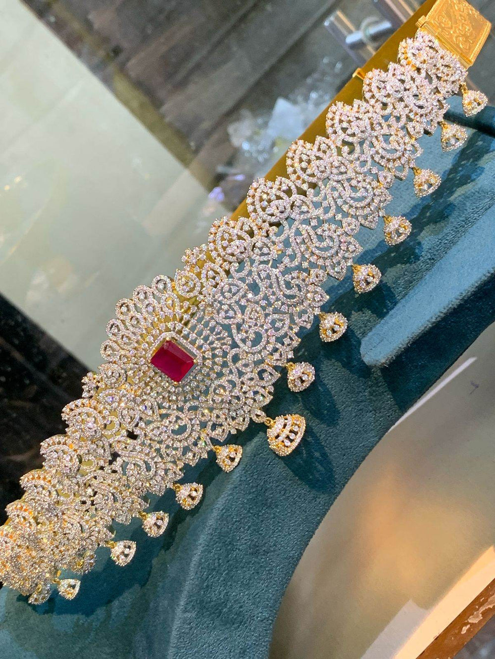 American Diamond Stones Bridal Hip Belt - Nakshatra Jewels
