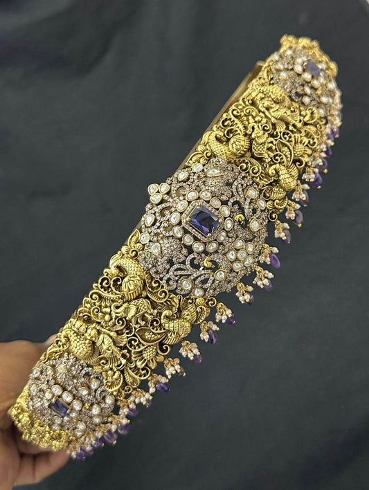 Nakshi Work with AD Stones Bridal Hip Belt - Nakshatra Jewels