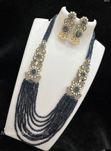 Victorian Polish AD Stones Side Pendent with Beads Haram - Nakshatra Jewels