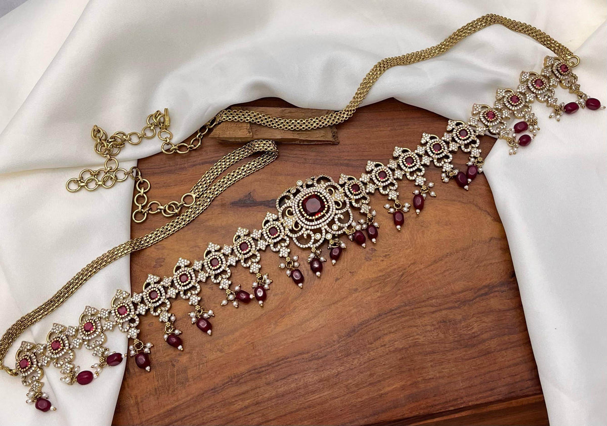 Victorian Polish AD Stones Hip Chain