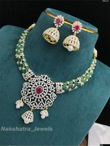 American Diamond Stones Bridal Necklace - Nakshatra Jewels