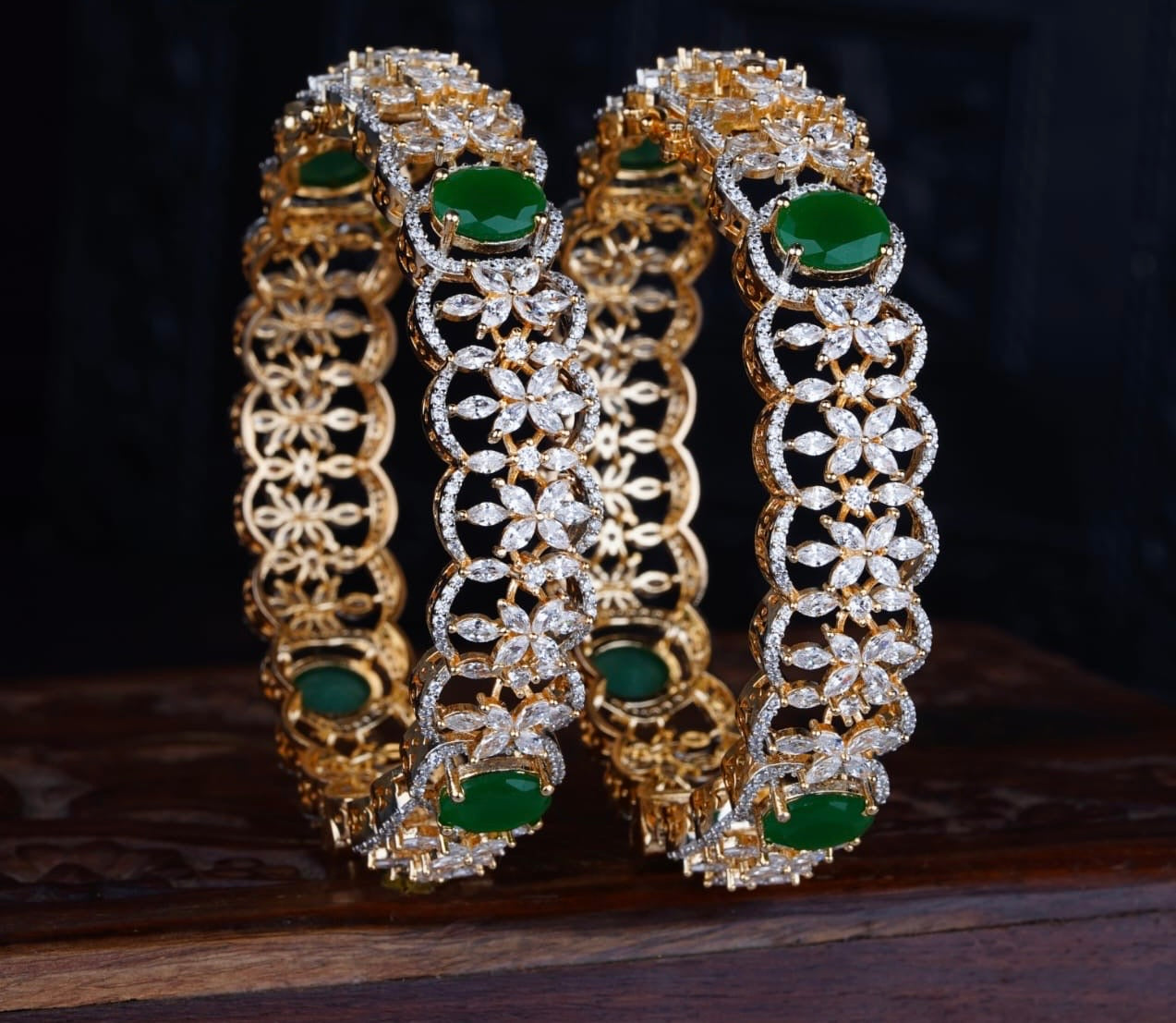 AD Stone Bangles (Openable)