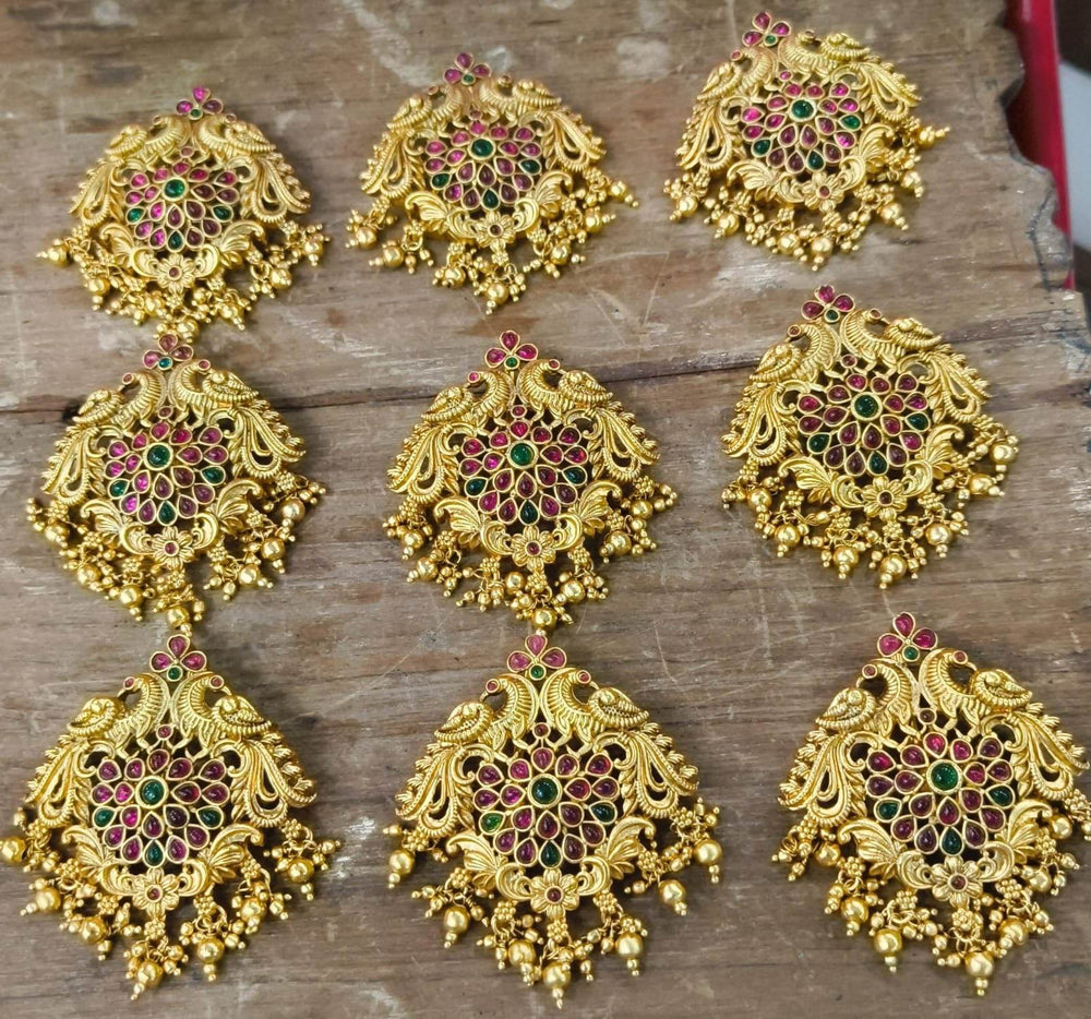 Hair Accessories (Premium Matt with Kempu Stones) - Nakshatra Jewels