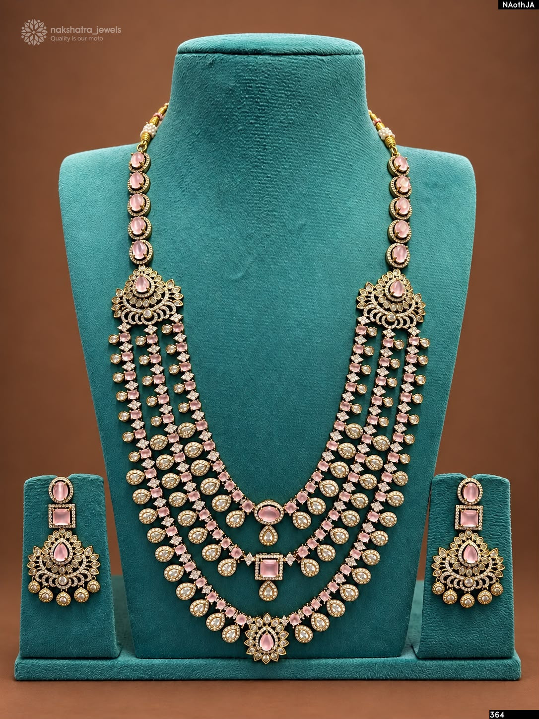 Victorian Polish AD Stones Bridal Layer Haram
