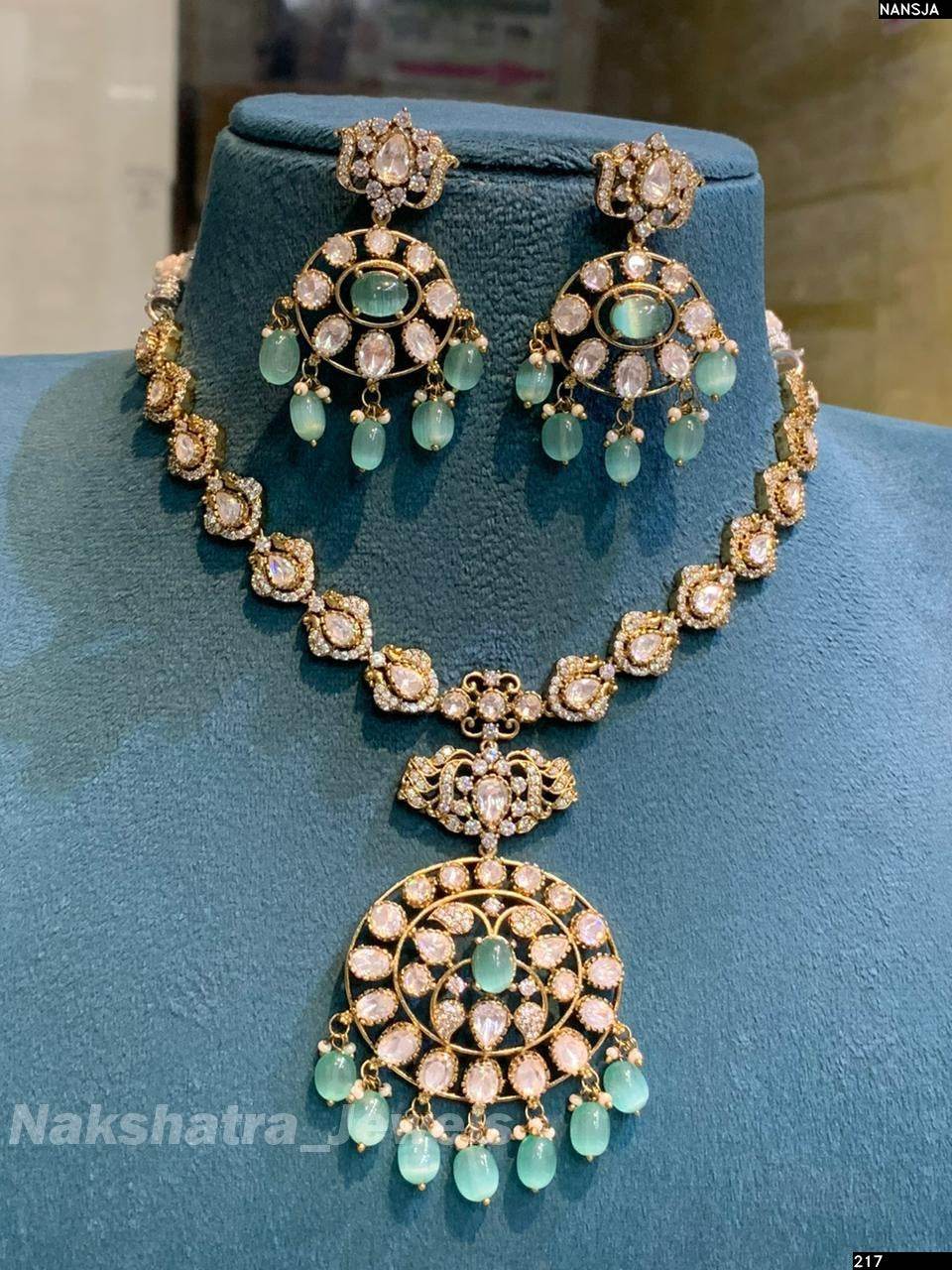 Victorian Polish with Moissanite Stones Bridal Necklace